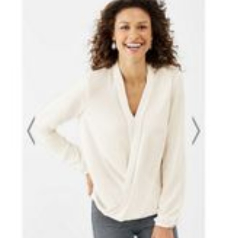 J.Jill cream draped-front wrap top - Picture 2 of 8